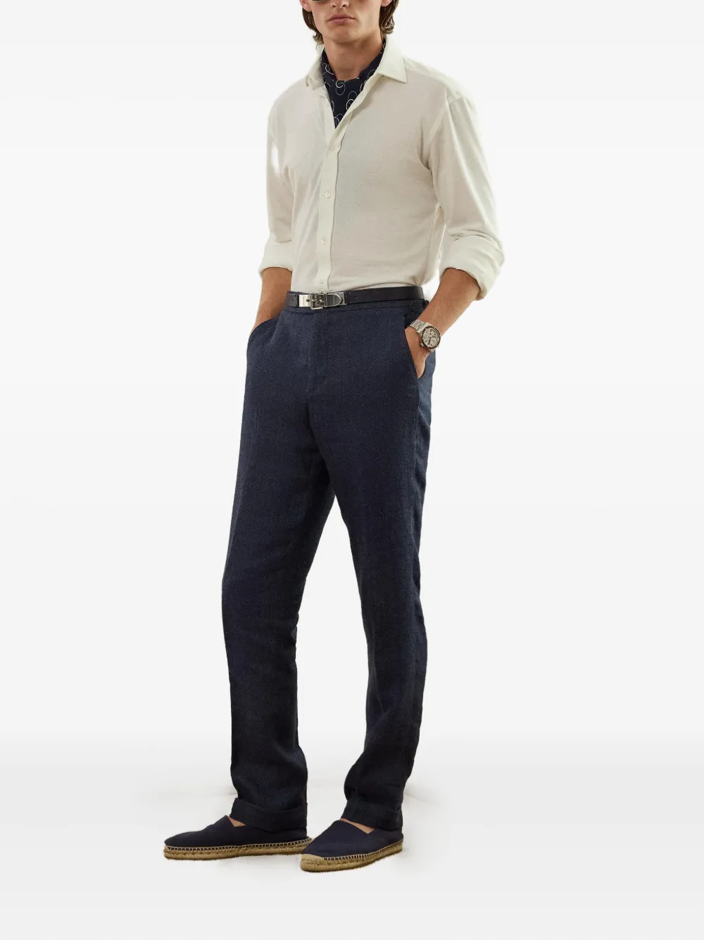 Ralph Lauren Purple Label herringbone trousers - Blauw