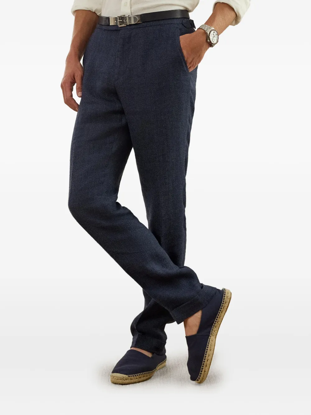 Ralph Lauren Purple Label herringbone trousers Blauw