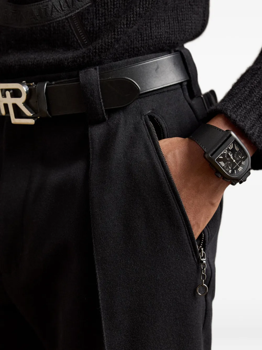 Ralph Lauren Purple Label Plooibroek met geplooide voorkant Zwart