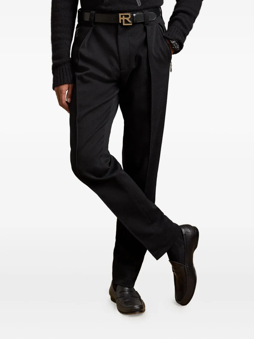 Ralph Lauren Purple Label Plooibroek met geplooide voorkant Zwart