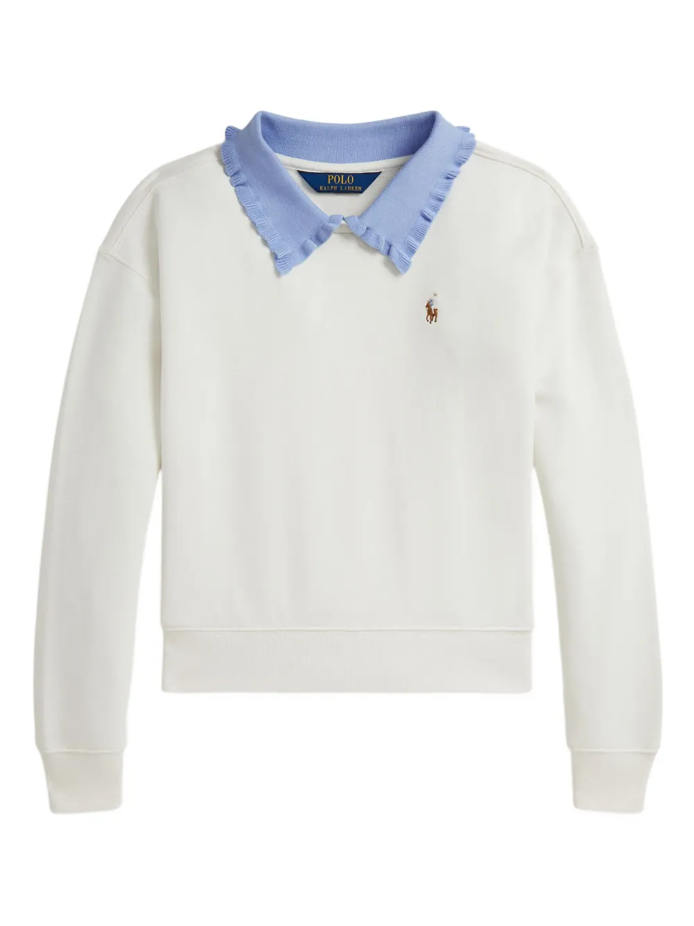POLO RALPH LAUREN KIDS ruffled-collar sweatshirt - ホワイト POLO RALPH LAUREN KIDS ruffled-collar sweatshirt - ホワイト