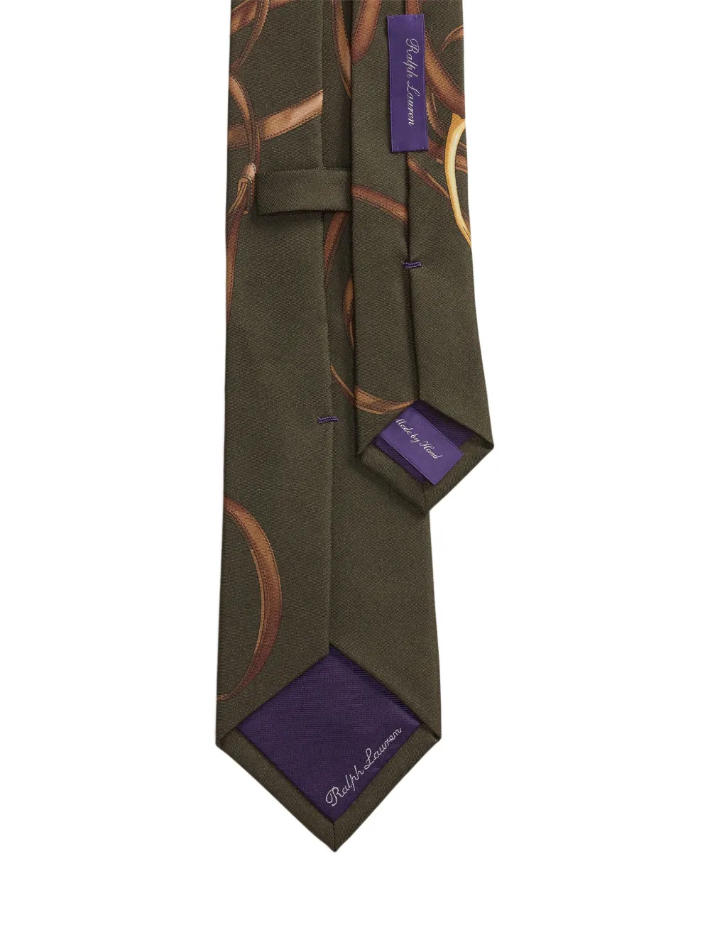 Ralph Lauren Purple Label Standard Equestrian Print Silk Tie In Green