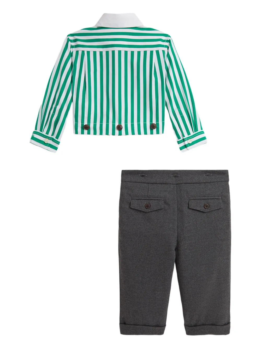 POLO RALPH LAUREN KIDS striped shirt and trouser set Grijs