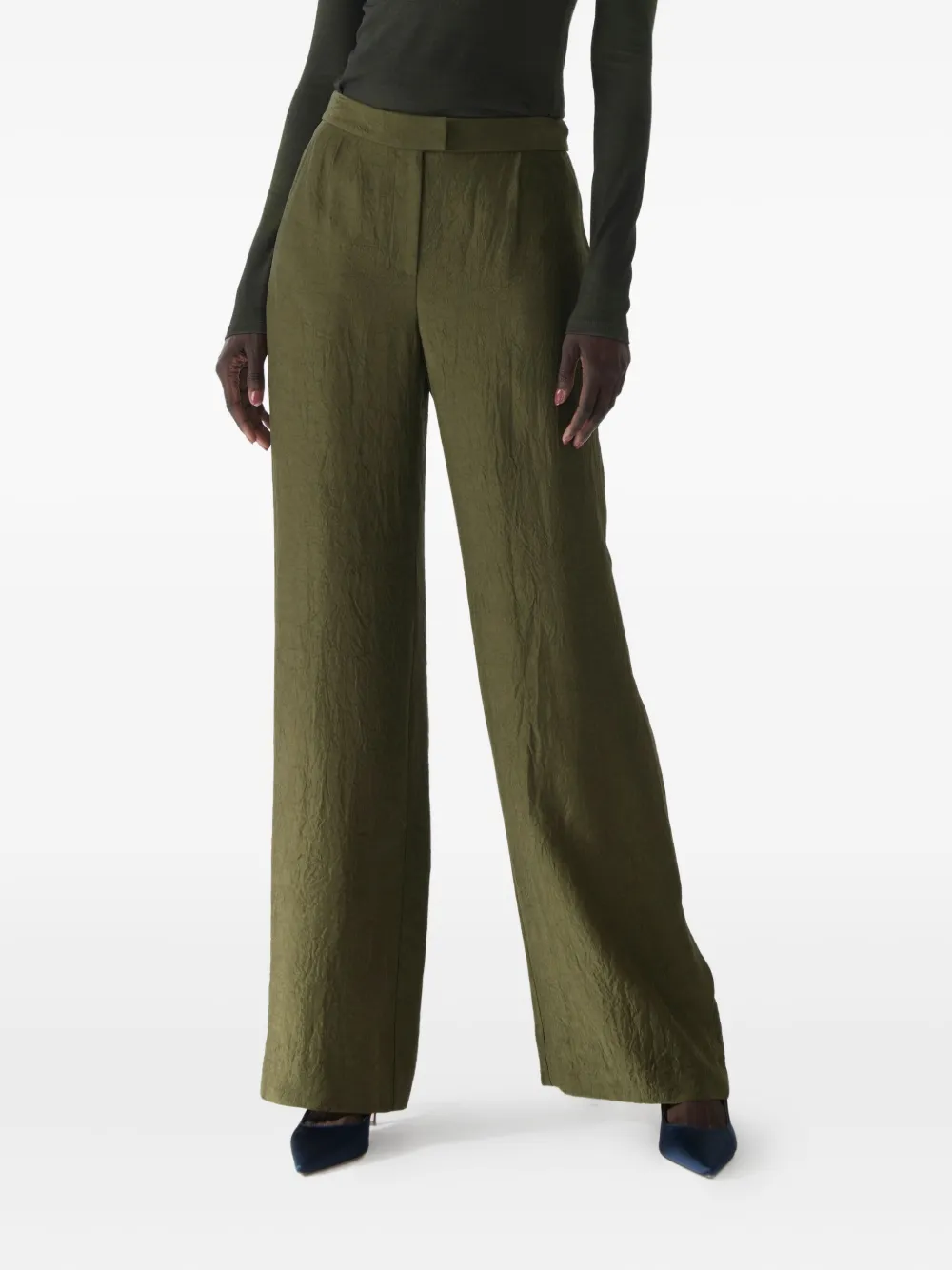 crinkled-satin trousers