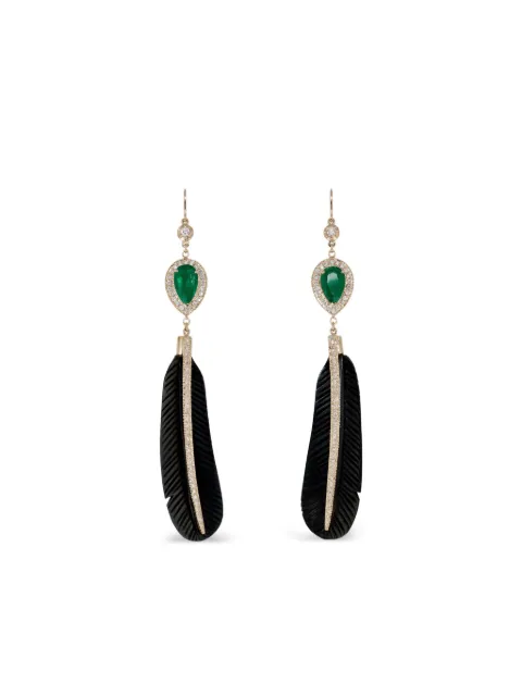 Jacquie Aiche Orecchini Sophia in oro giallo 14 carati con diamanti e smeraldi