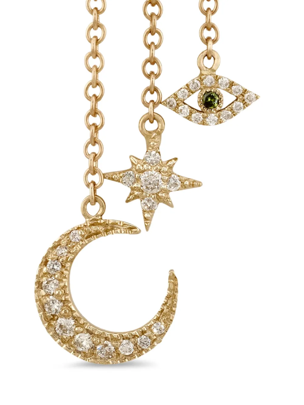 Jacquie Aiche 14k Yellow Gold Crescent Moon Star Diamond Earring In Gold