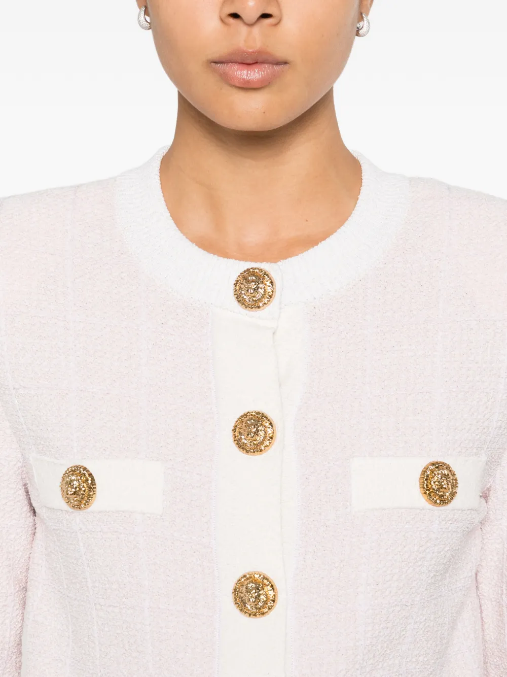 Balmain Lichtgewicht tweed vest met knopen Roze