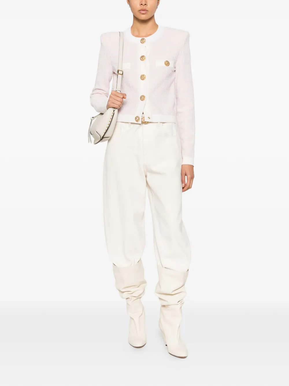  Balmain Cárdigan Con Botones - Rosa 