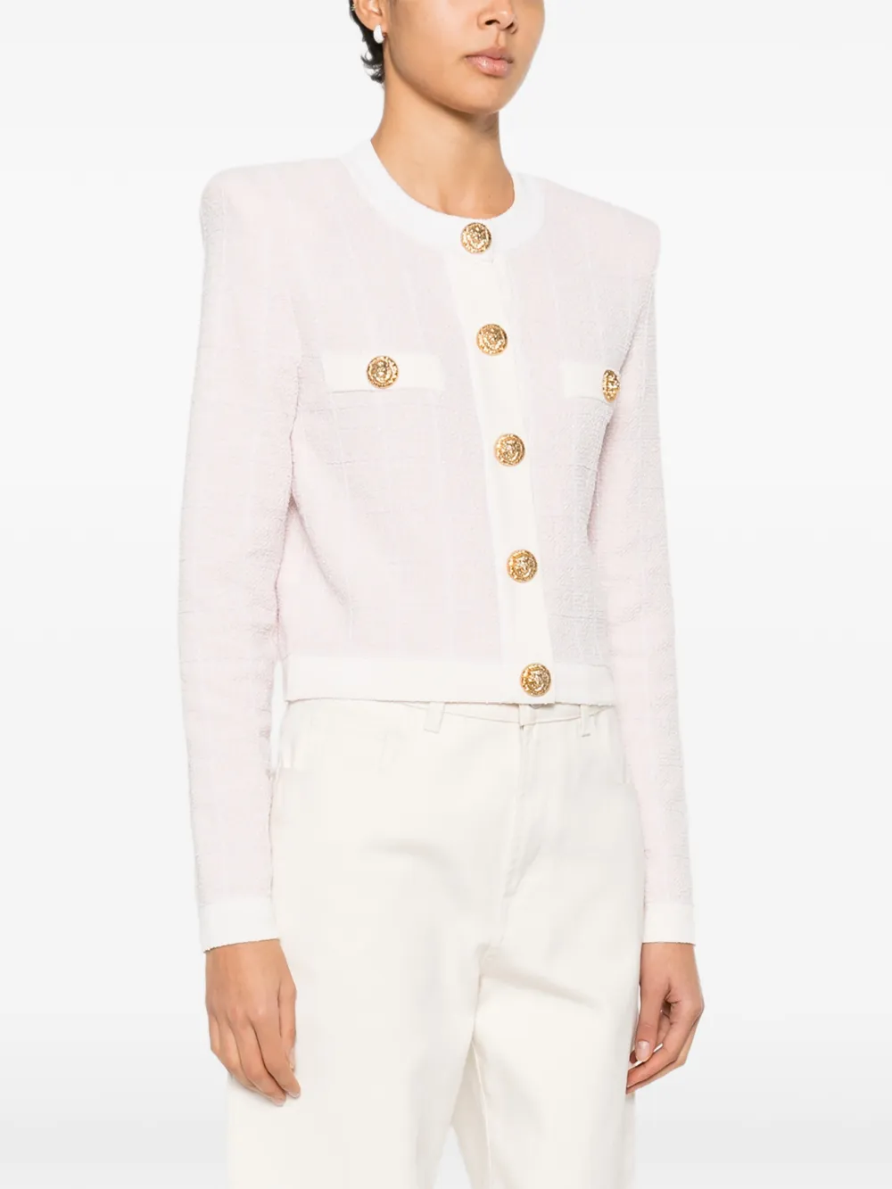  Balmain Cárdigan Con Botones - Rosa 