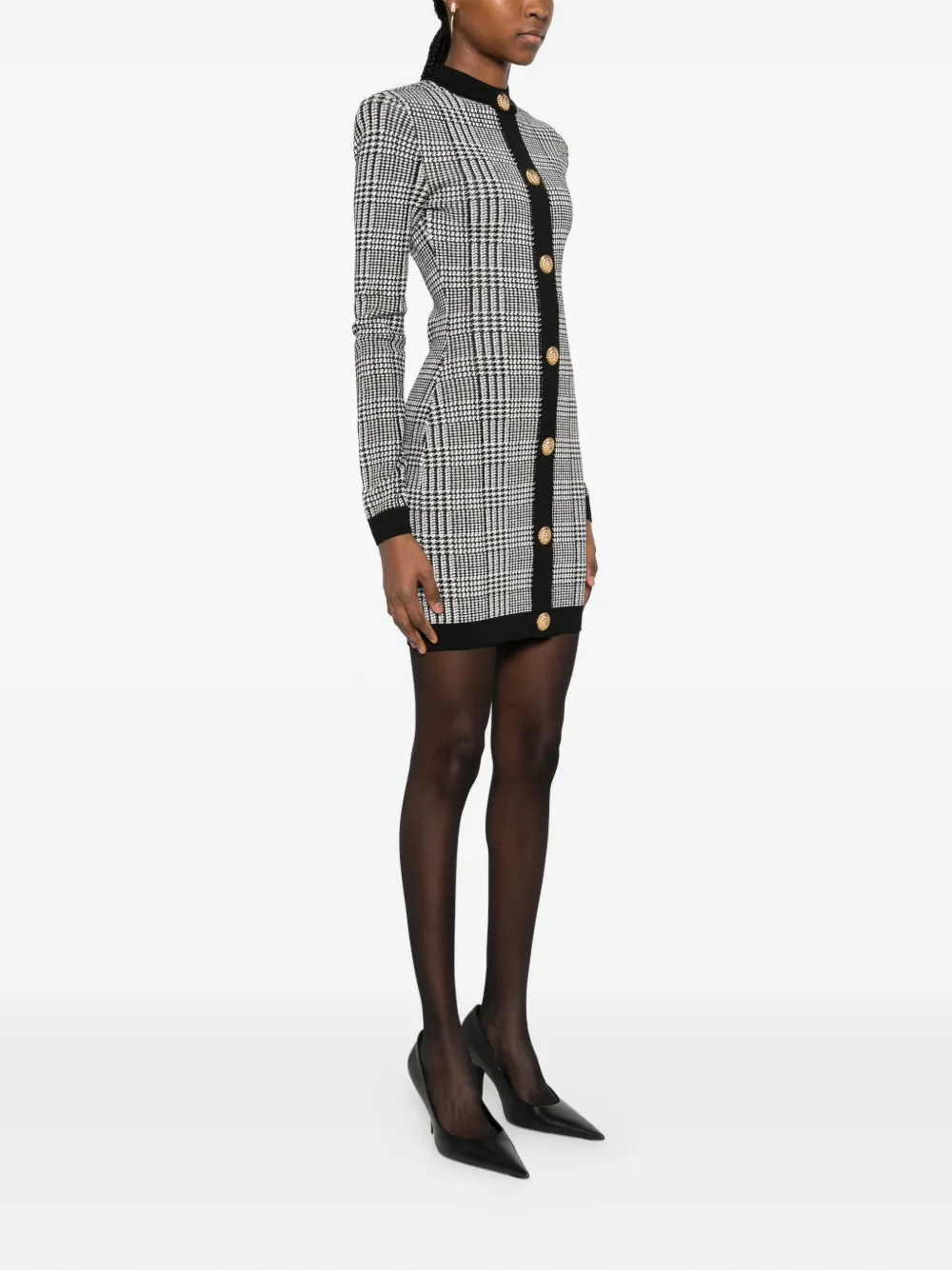  Balmain Button-embellishment Mini Dress - White 