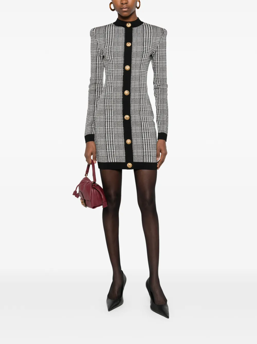 Balmain button-embellishment mini dress - Wit