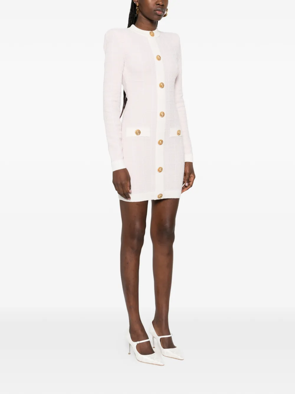 Balmain Mini-jurk met knopen Roze