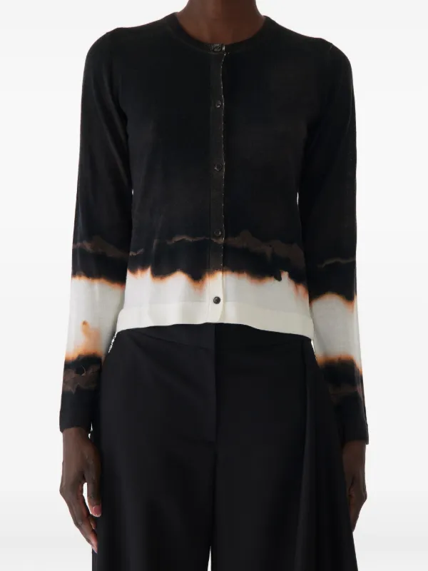 Jason Wu Collection Ombre Difussed Stripe Wool Cardigan in Brown