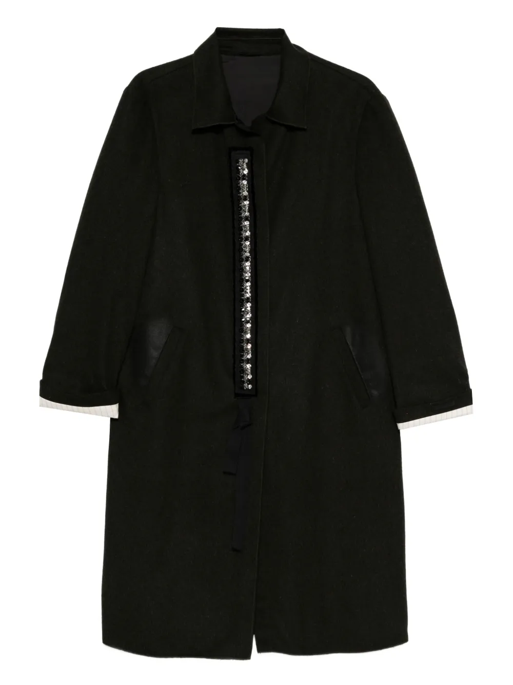 1990s crystal-embellishment wool coat