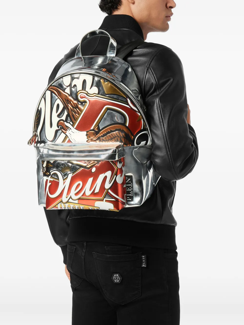 Philipp Plein Embossed Backpack In Silver