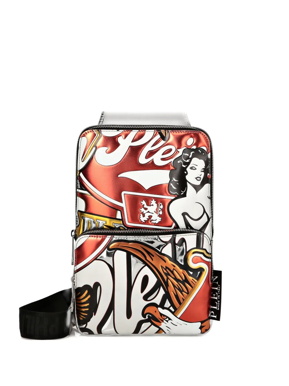 Philipp Plein Embossed Shoulder Bag In Silver