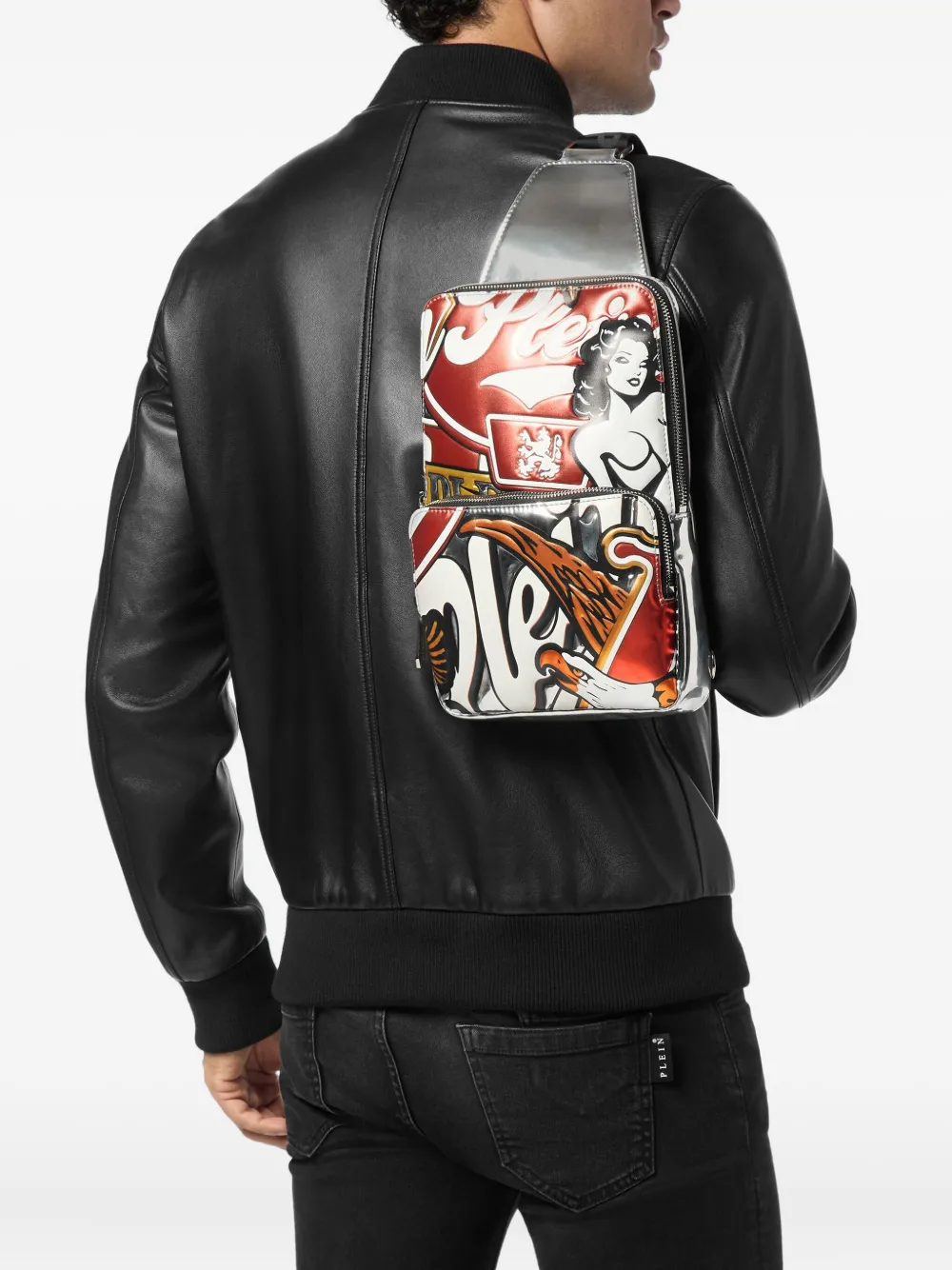 Philipp Plein Embossed Shoulder Bag In Silver