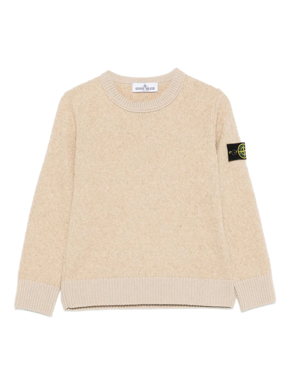 Stone Island Junior Trui met Compass-logopatch Beige