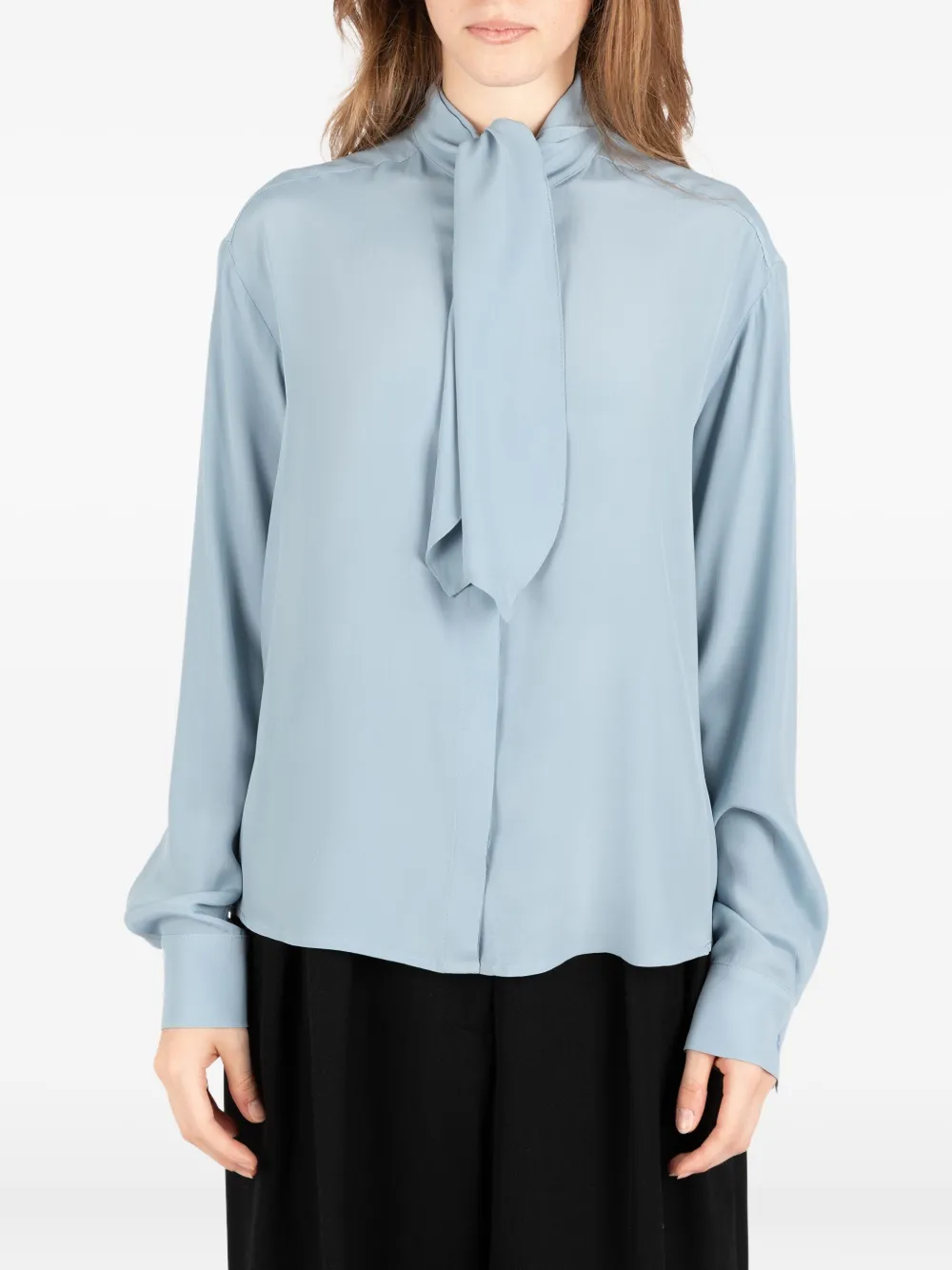 tie-neck cotton shirt