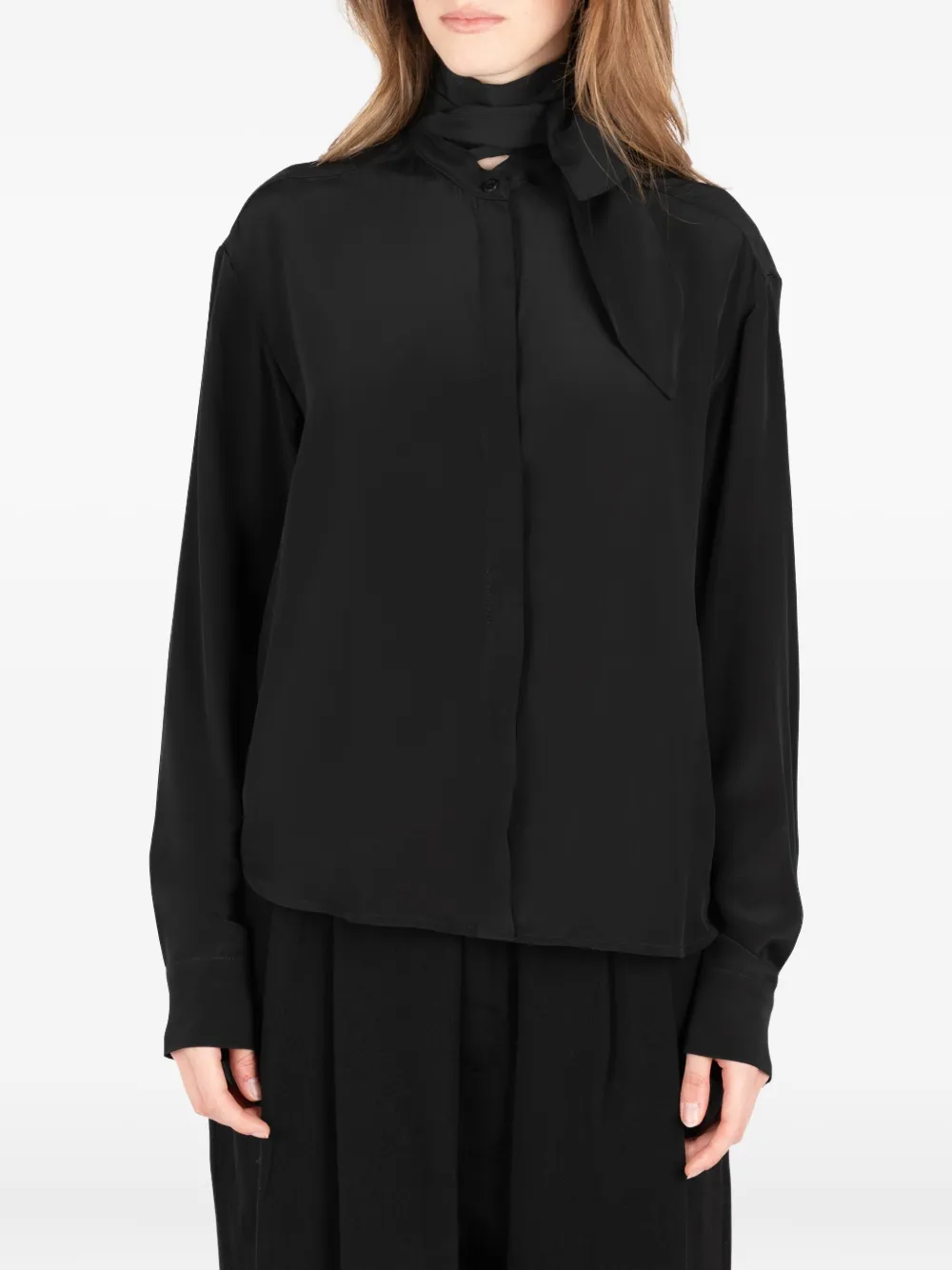 tie-neck shirt