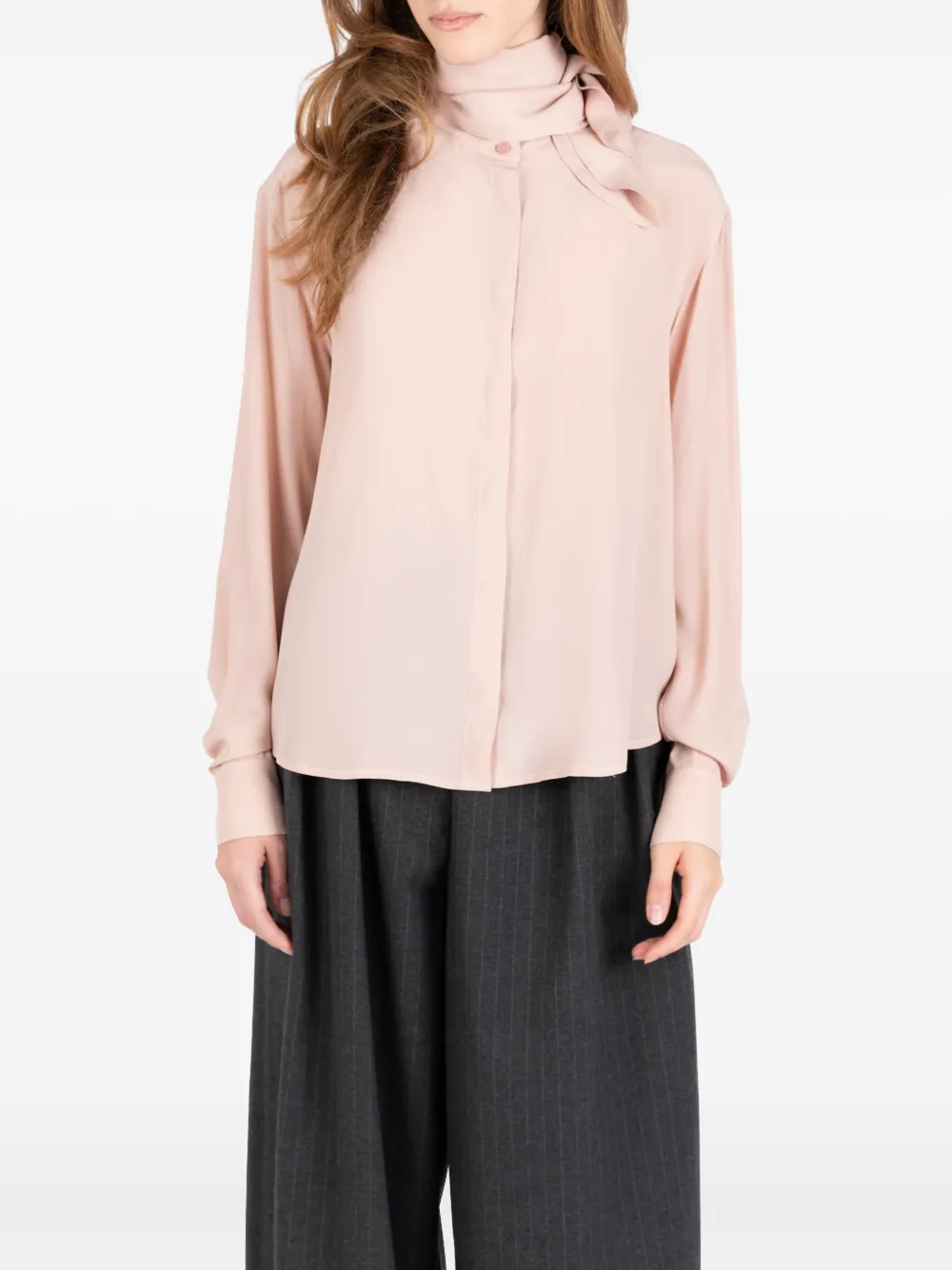tie-neck cotton shirt