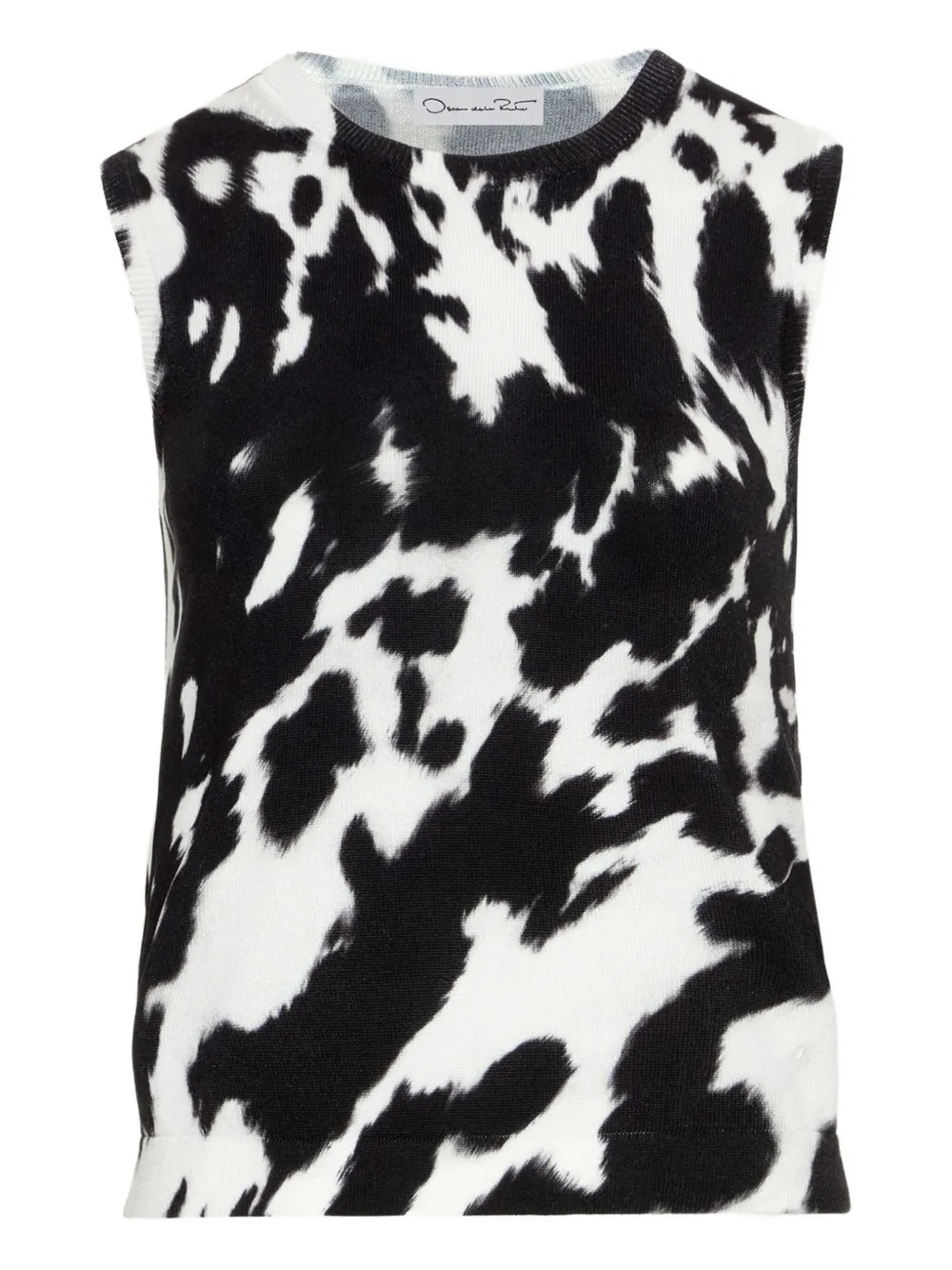 cowhide-print sleeveless knitted top