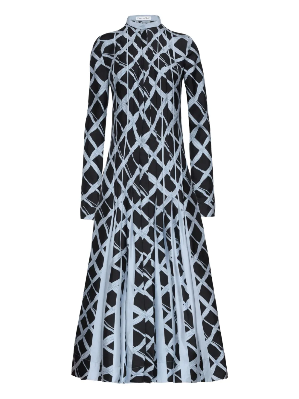 Oscar De La Renta Pleated Midi Dress In Blue