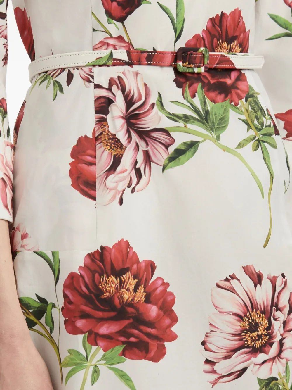 Oscar de la Renta peony-print three-quarter sleeves maxi dress Wit