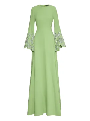 OscardelaRenta オスカーデレンタ ワンピース　絹混　長袖　グリーン OscardelaRenta オスカーデレンタ ワンピース 絹混 長袖