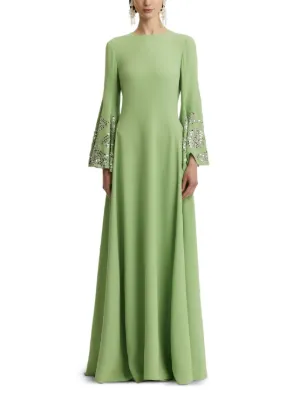 OscardelaRenta オスカーデレンタ ワンピース　絹混　長袖　グリーン OscardelaRenta オスカーデレンタ ワンピース 絹混 長袖