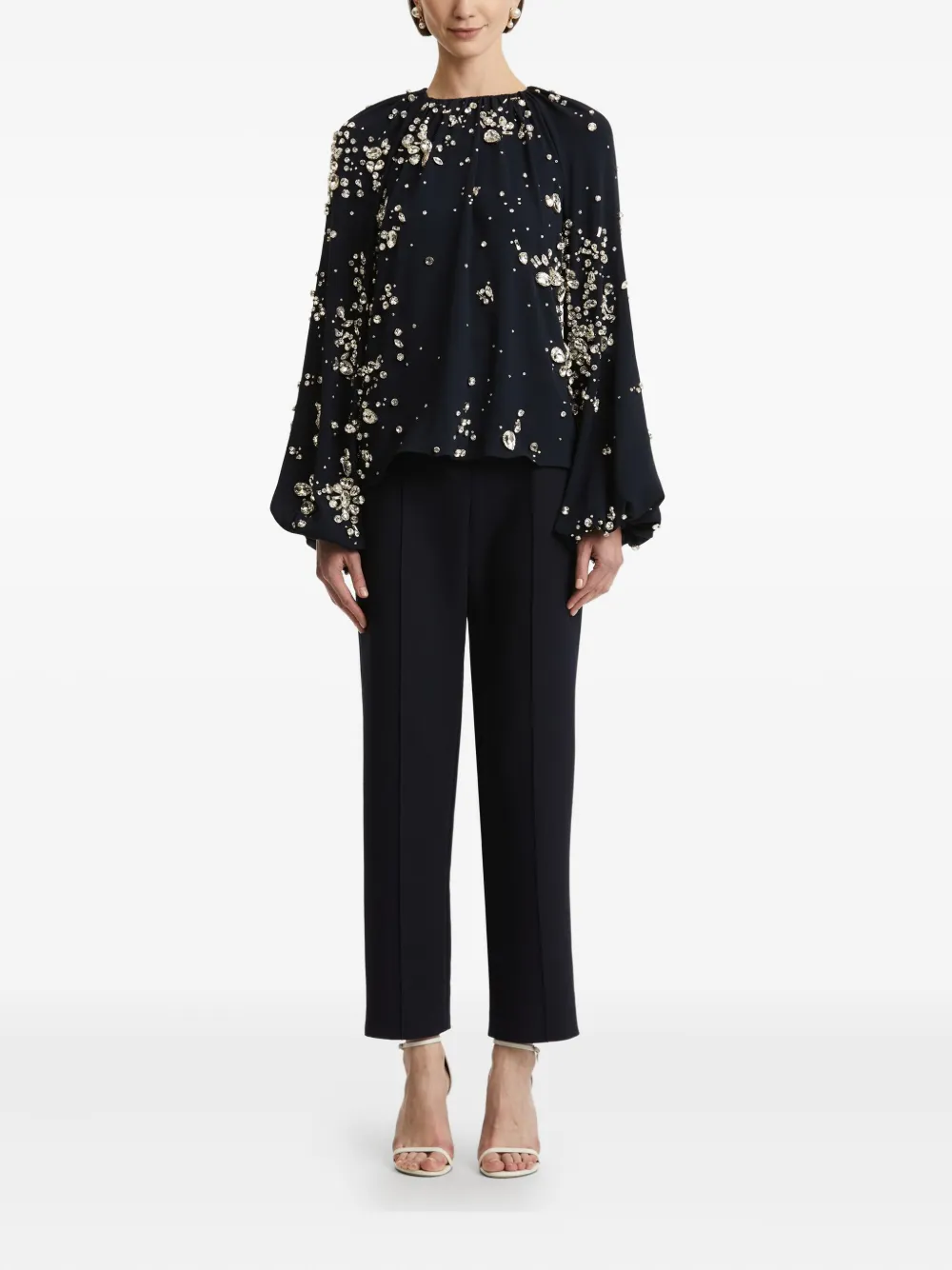 Oscar de la Renta Blouse verfraaid met strik Blauw