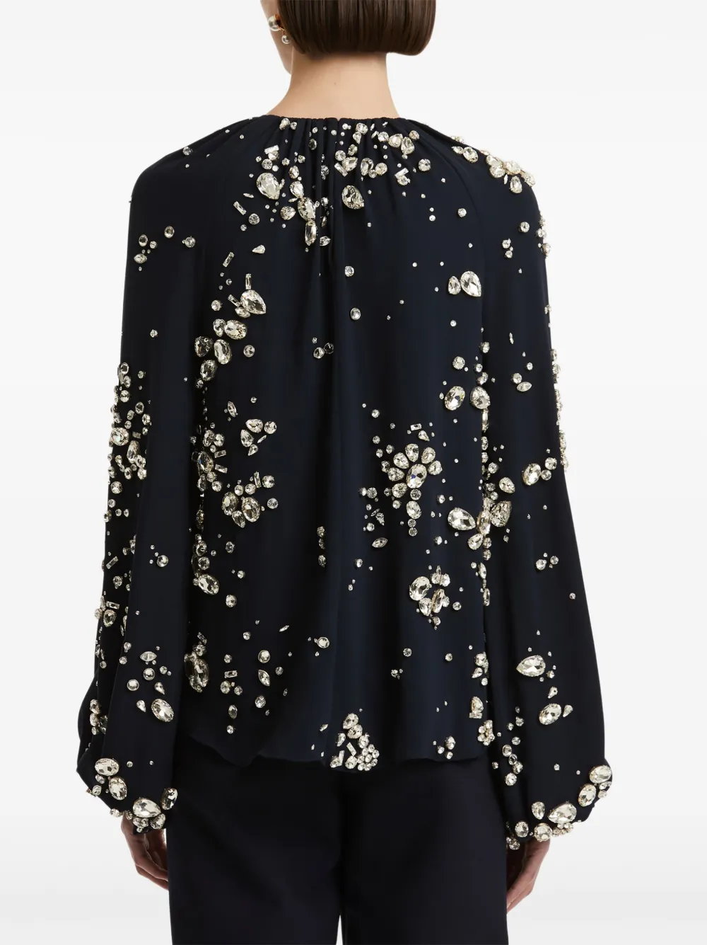 Oscar de la Renta Blouse verfraaid met strik Blauw