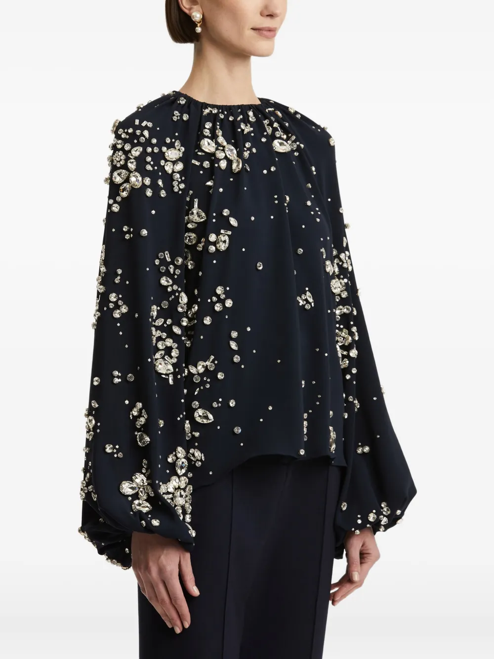 Oscar de la Renta Blouse verfraaid met strik Blauw
