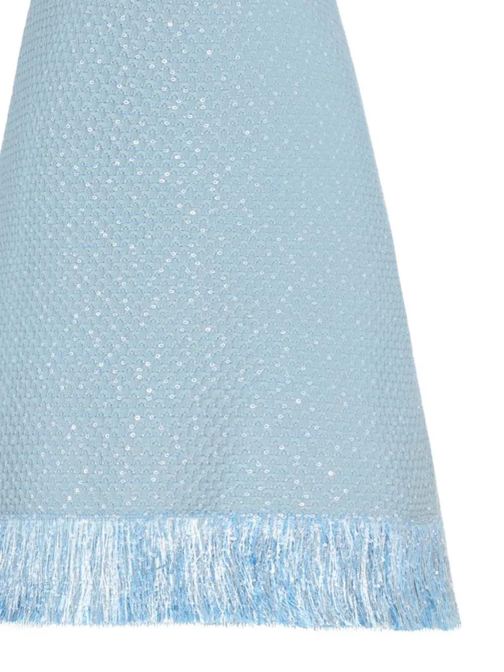 Oscar de la Renta Tweed jurk met pailletten en franje Blauw