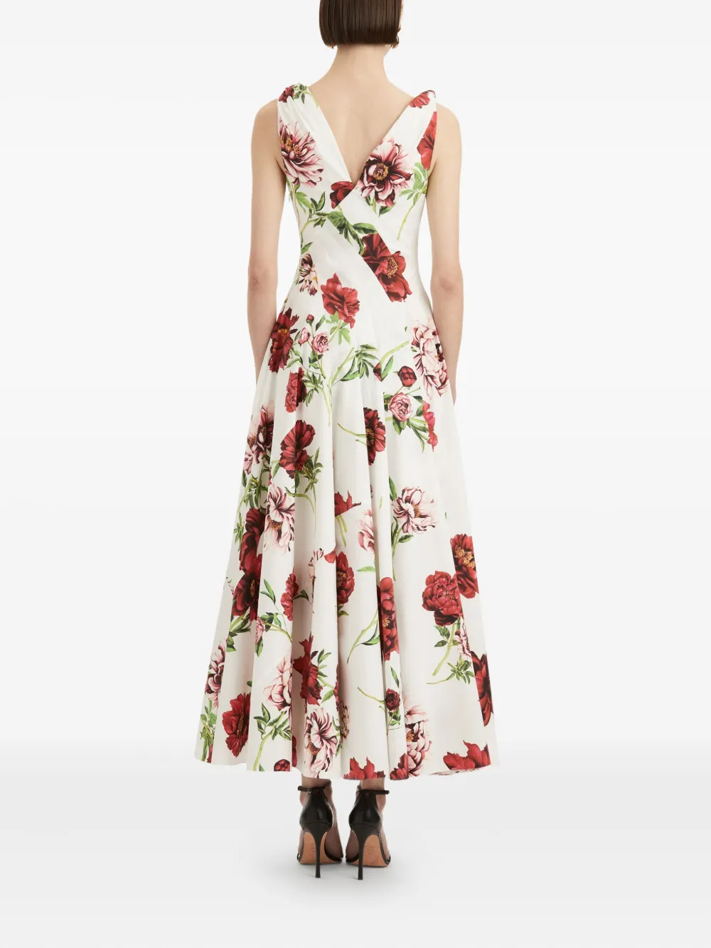 Oscar de la Renta floral V-neck maxi dress Wit