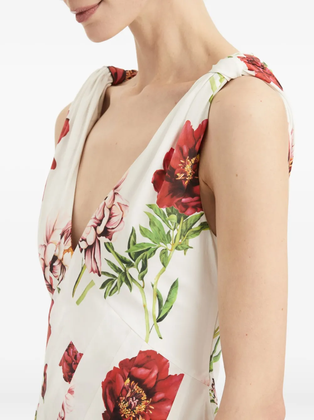 Oscar de la Renta floral V-neck maxi dress Wit