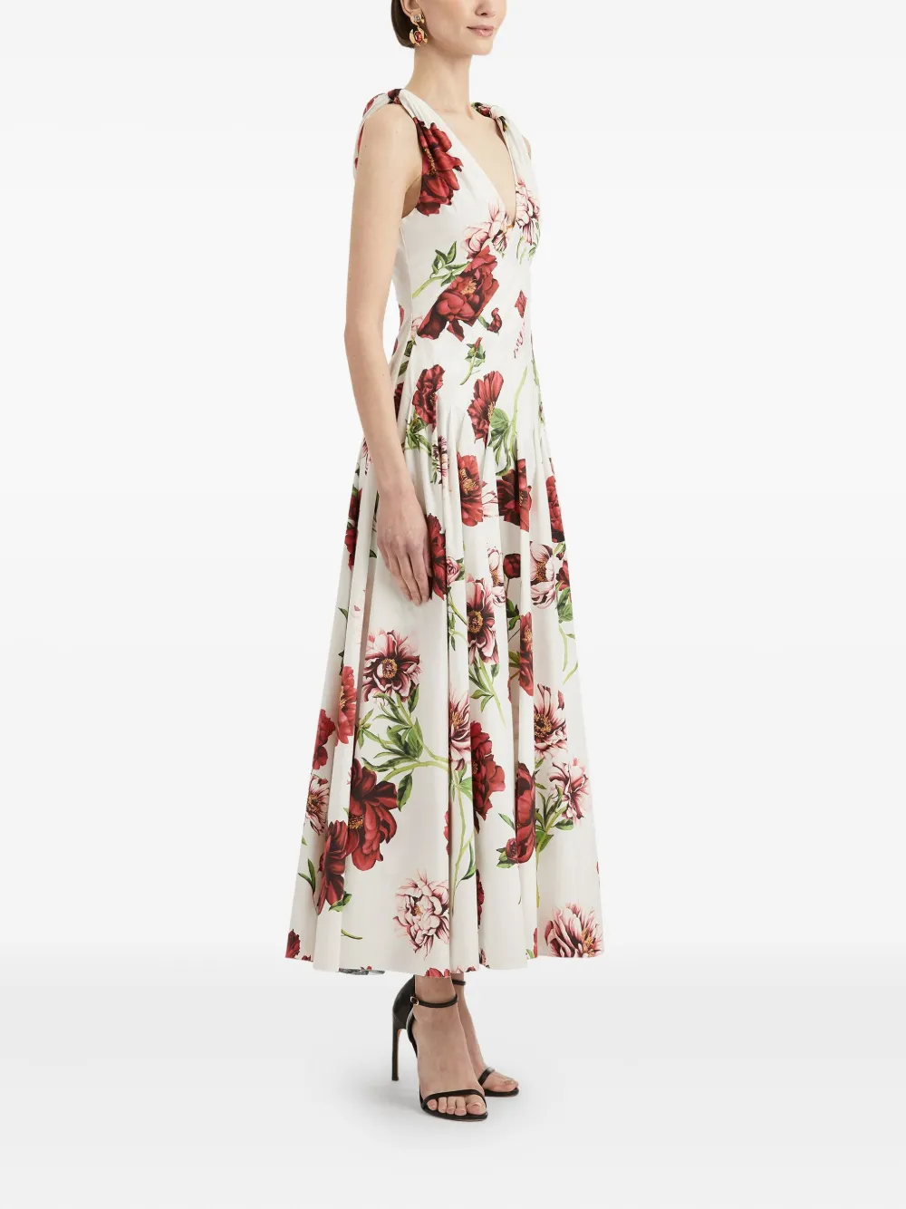 Oscar de la Renta floral V-neck maxi dress Wit