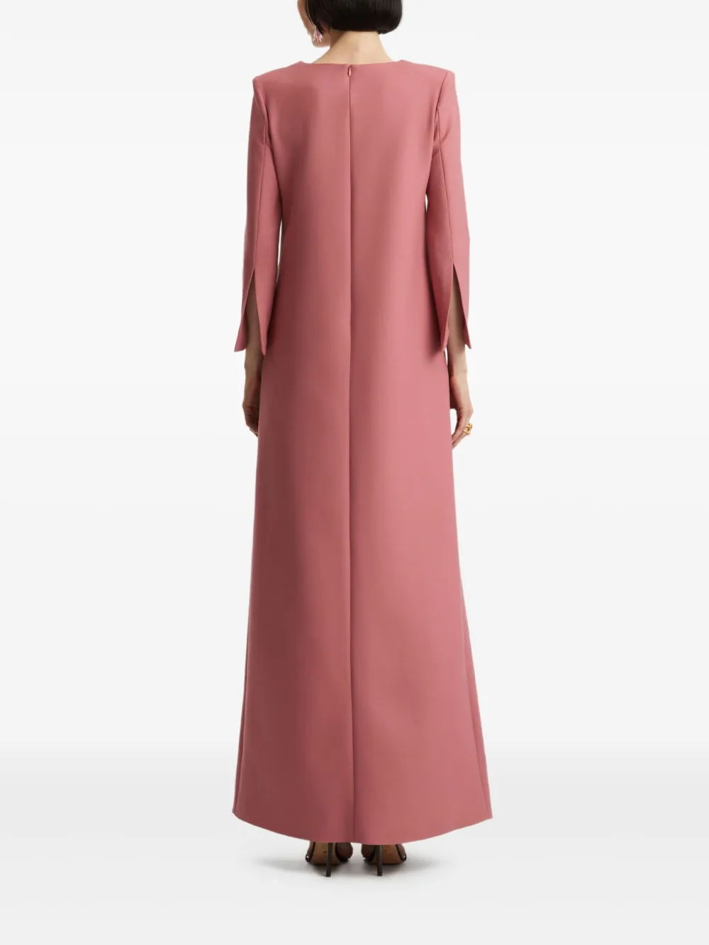 Oscar De La Renta Lace-up Floral Maxi Dress In Pink