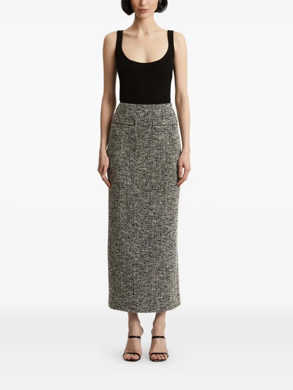 Oscar de la Renta Tweed maxi-kokerrok - Zwart