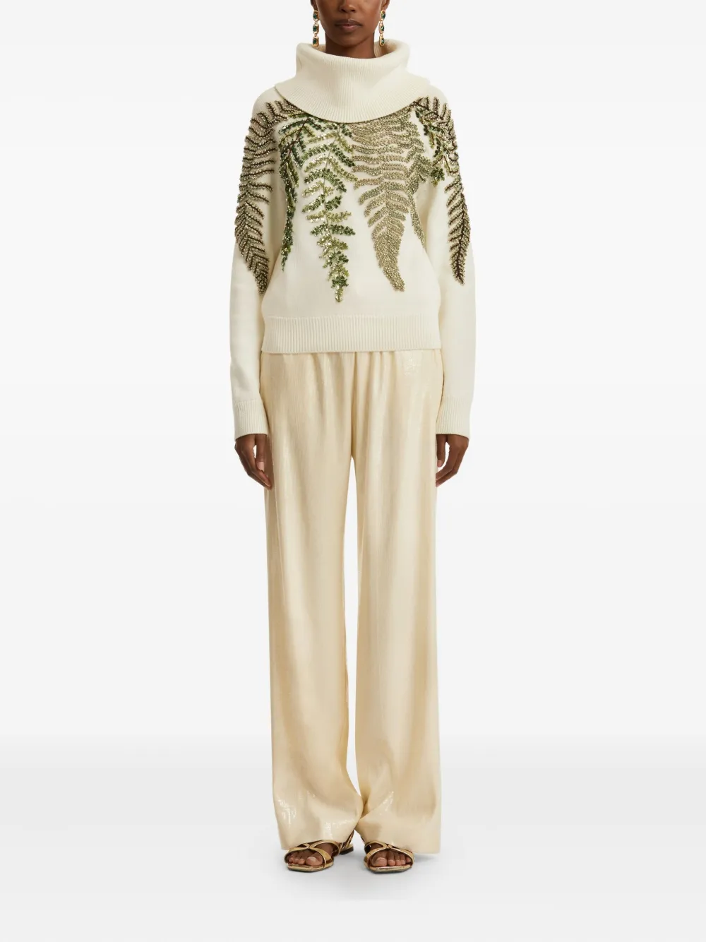 Oscar de la Renta crystal-embellished turtleneck sweater | Knitted Sweaters | Image 2