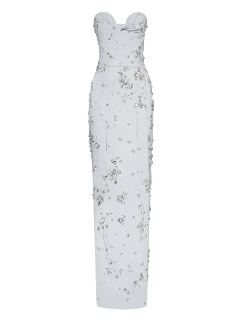 Oscar de la Renta فستان سهرة بزينة كريستال وبدون حمالات