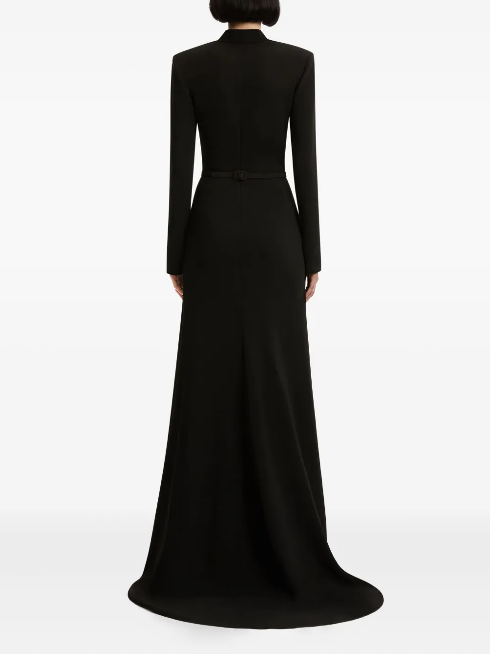 Oscar de la Renta floral-embellished belted gown Zwart
