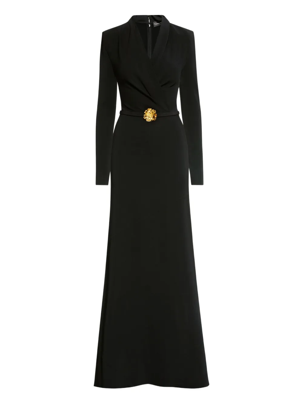 Oscar de la Renta floral-embellished belted gown Zwart