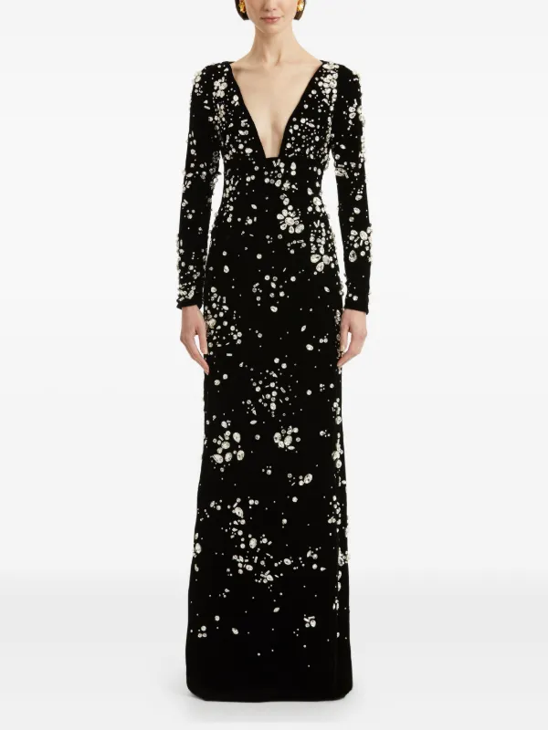 black evening long dresses Ladivine CD767 Strapless Crystal Fitted Evening Dress – Sparkly Gowns main image 0