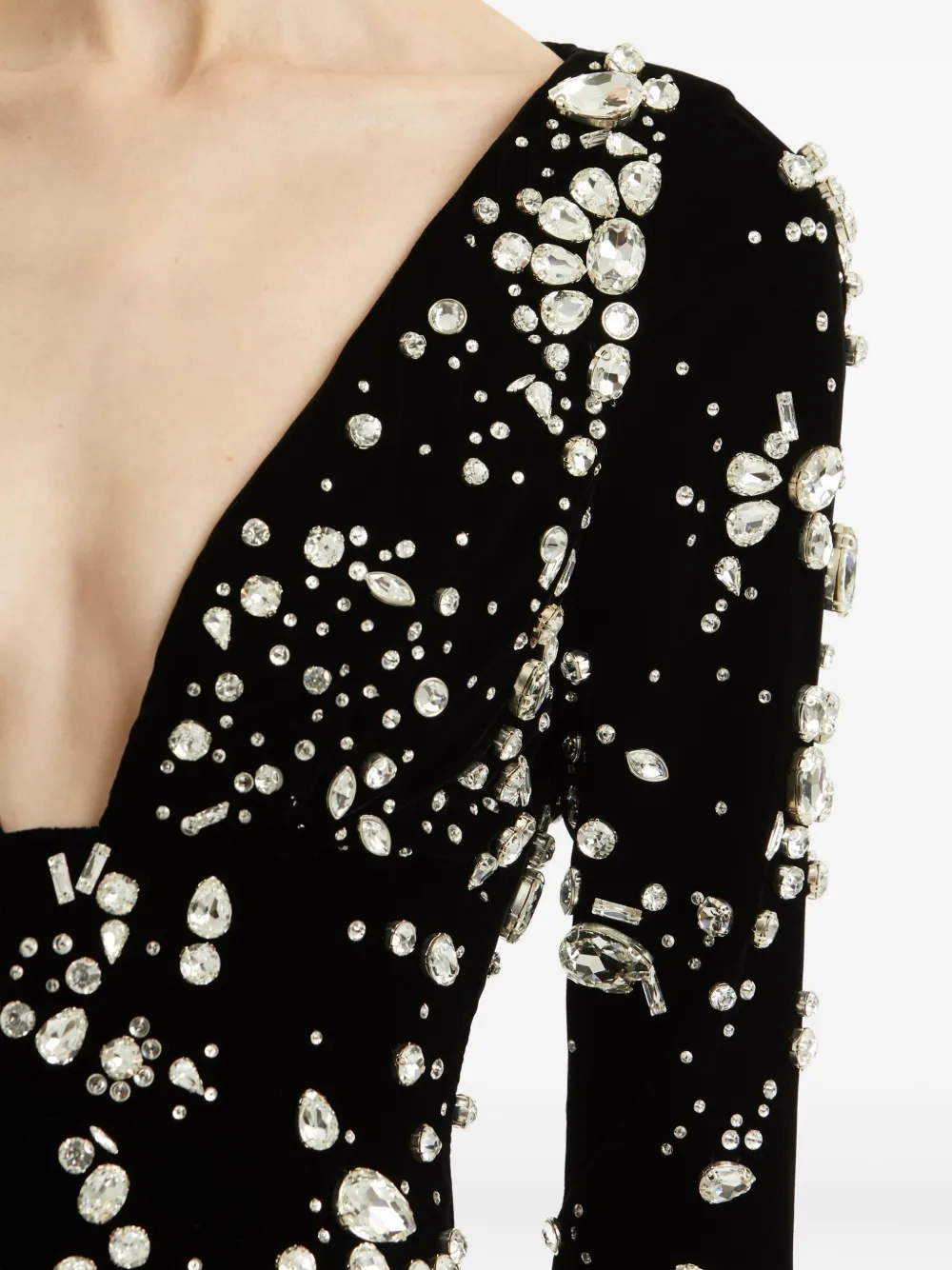 Oscar de la Renta Avondjurk verfraaid met kristallen Zwart