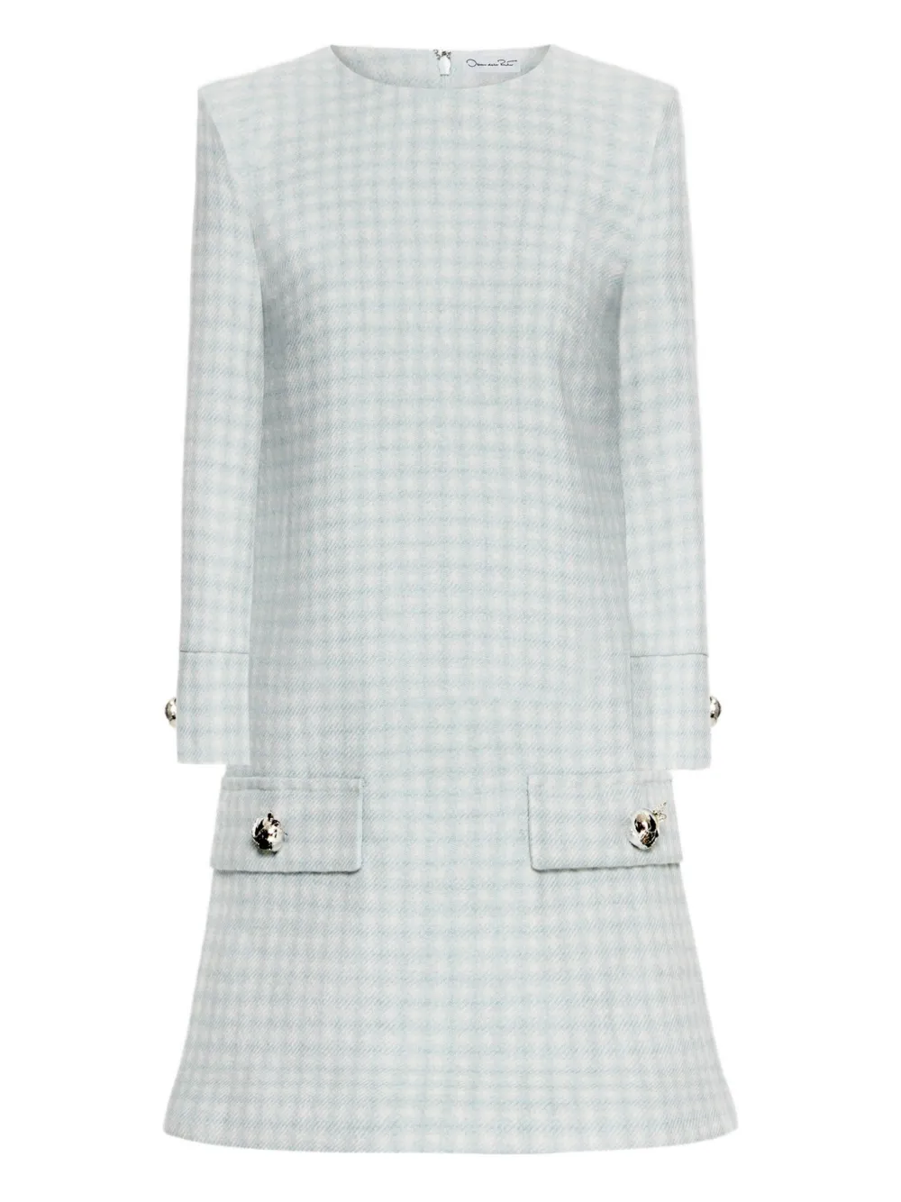 gingham-checked button-detailed mini dress