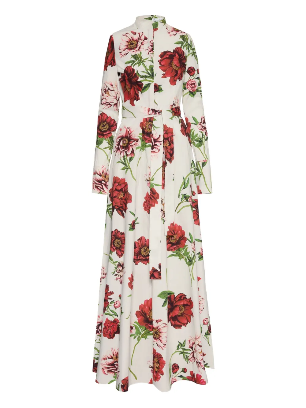 Oscar de la Renta peony-print belted shirt maxi dress | White | Image 1
