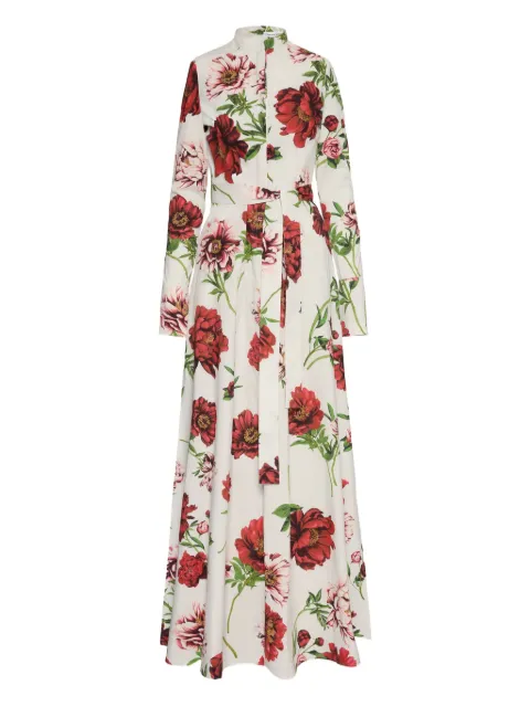 Oscar de la Renta peony-print belted shirt maxi dress