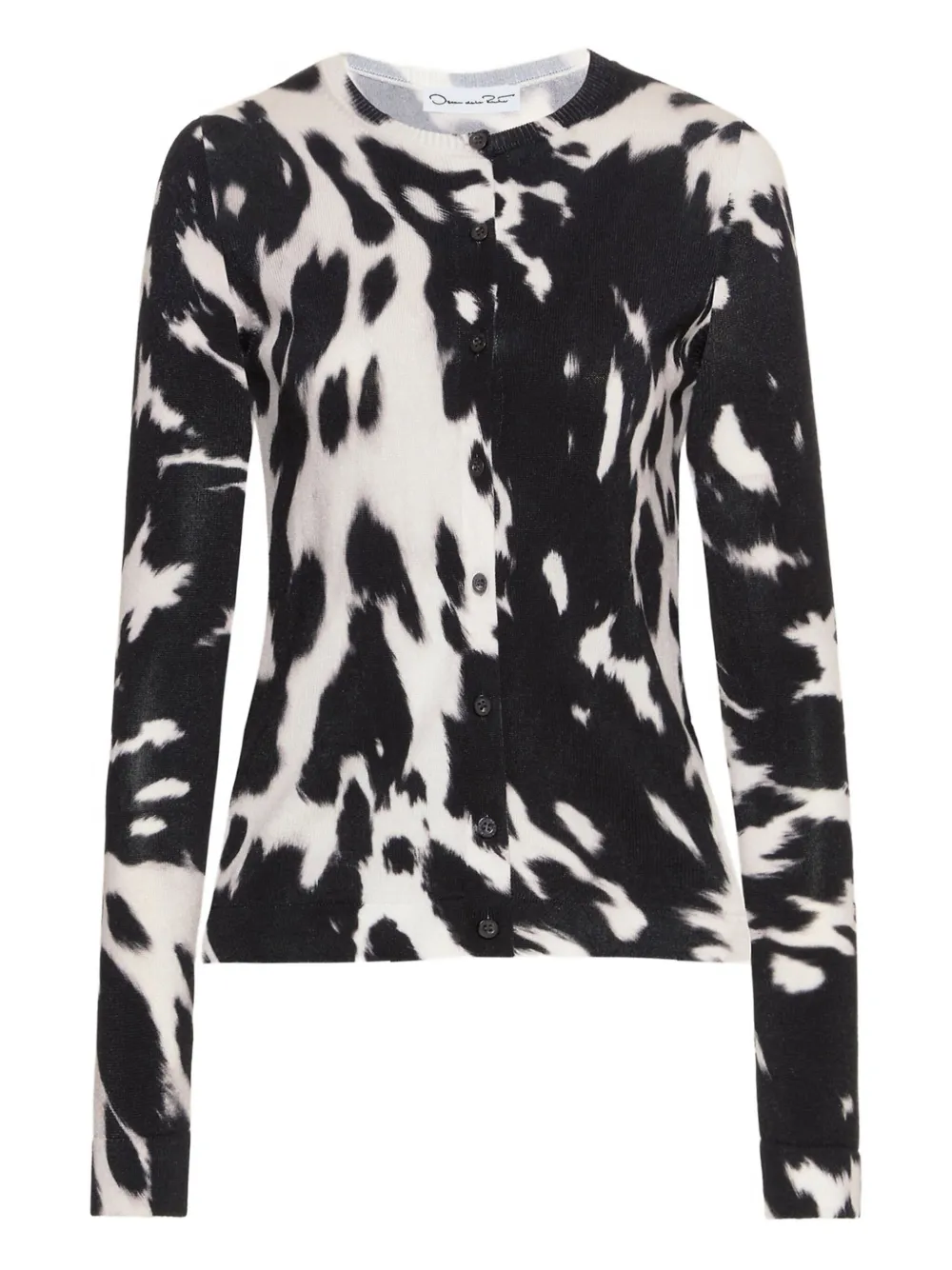 cowhide-print button cardigan