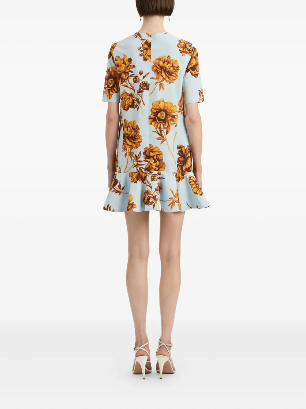 Oscar de la Renta peony-print mini dress Wit
